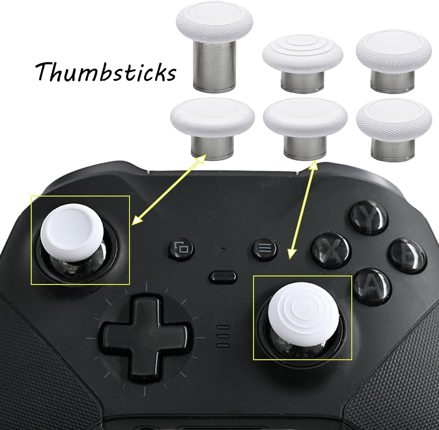 6 in 1 Swap Magnetic Thumbsticks Set for Xbox Elite Series 2 Controller,Replacement Joysticks Parts for Controller Elite Series 2/Elite Series 2 Core Controller(White) image number 5