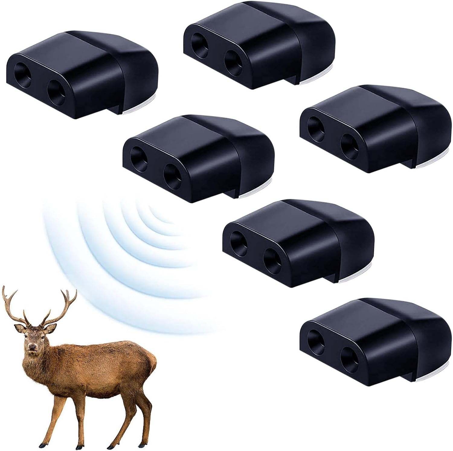 6 Pack Deer Whistles Wildlife Warning, ABS Self-Adhesive Warning Car Device, Deer Alarm Road Safety Horn Device Animal Alert Whistle for Cars, Vehicles, Motorcycles(Color:Black)