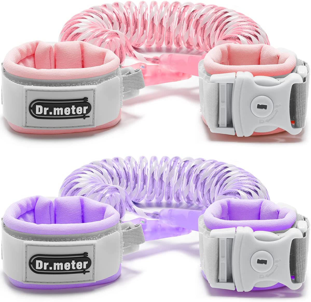 Dr.Meter anti Lost Wrist Link, 2 Pack Toddler Safety Leash with Key Lock, Reflective Child Walking Harness - Dual 8.2Ft Length Pink & Purple Kids Leash for Outdoor, Kids Travel Essencials image number 6