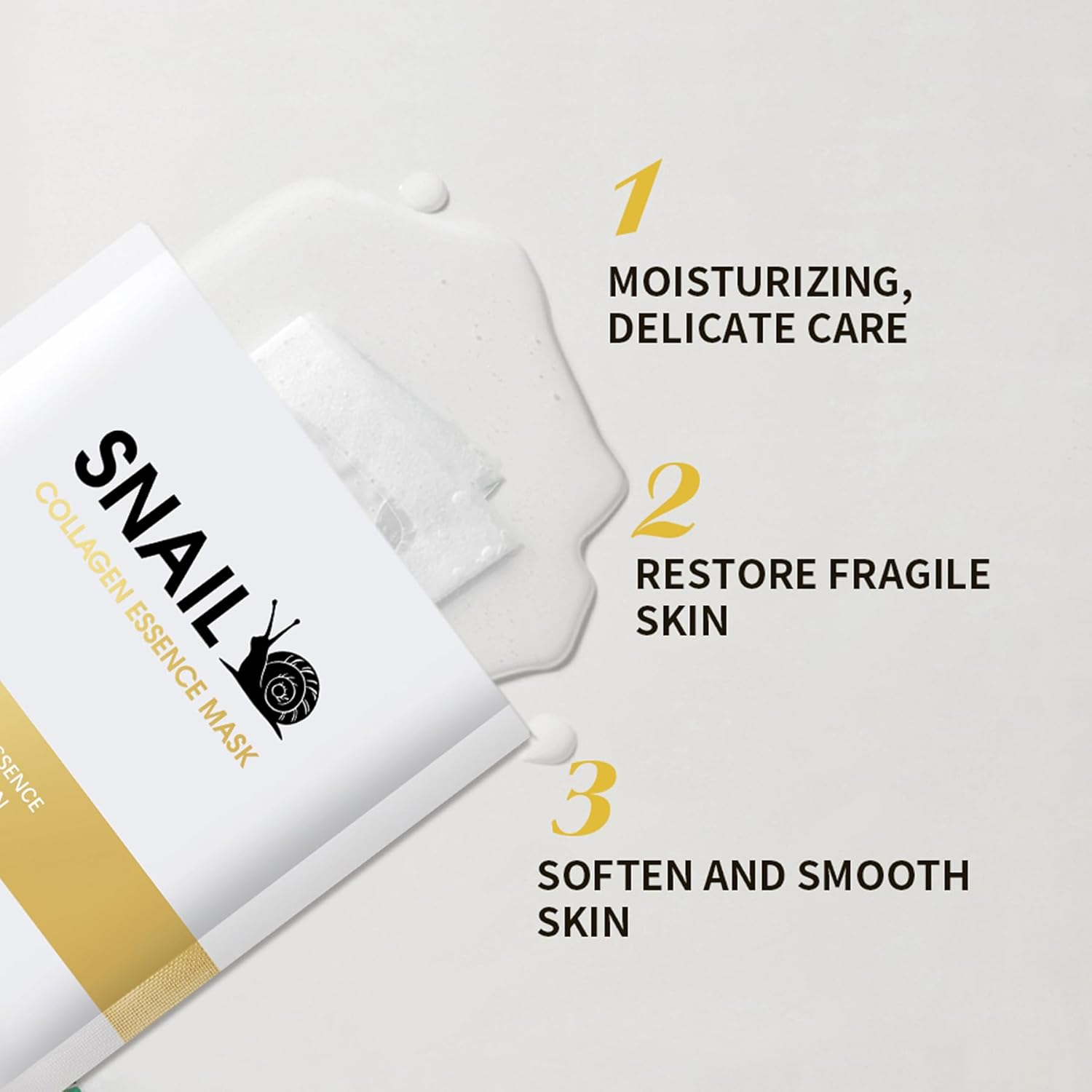 Snail Mucin Face Sheet Mask (5 Pcs) - anti Aging and Moisturizing Face Mask with Hyaluronic Acid - Deep Hydration for Youthful Skin image number 1