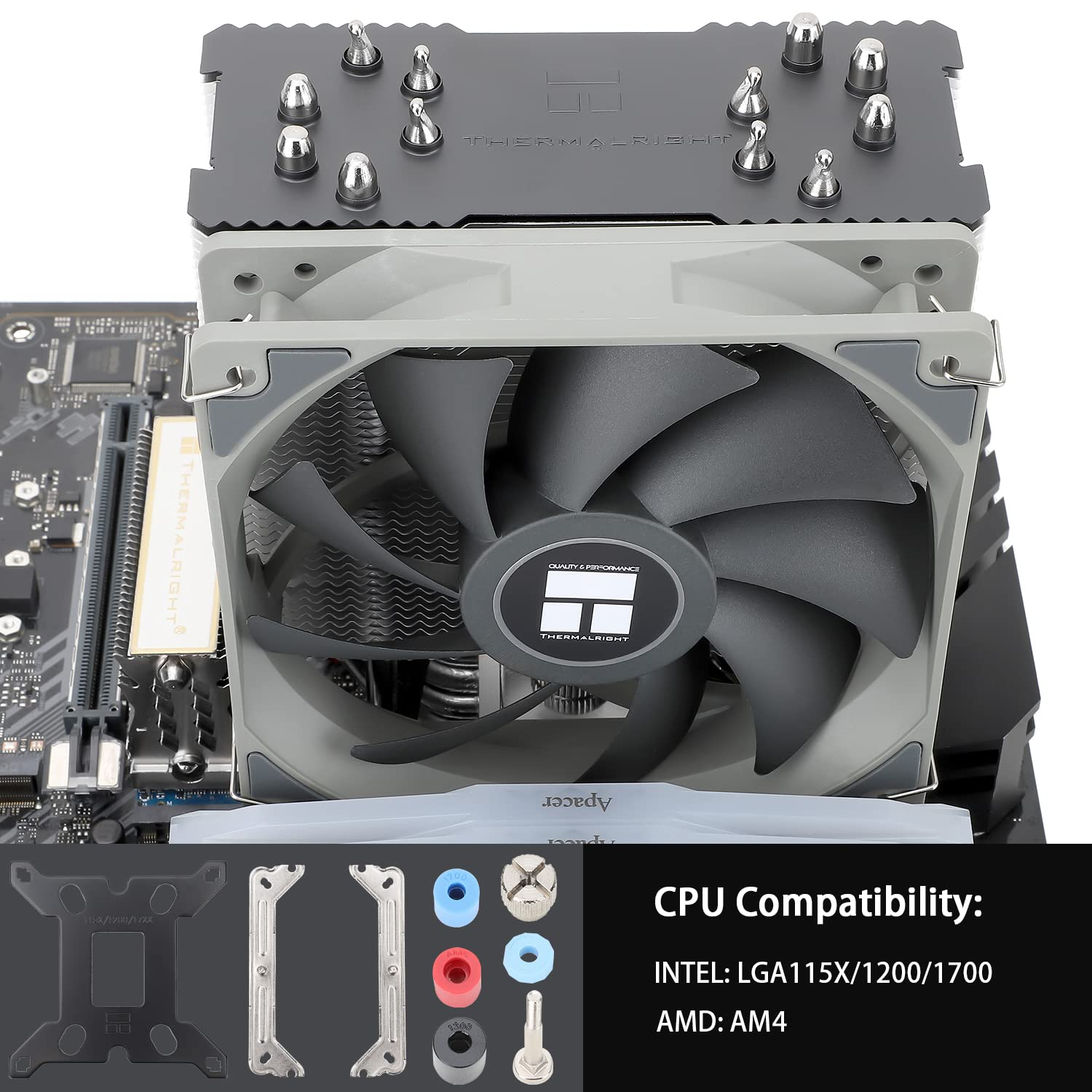 Thermalright Burst Assassin 120 CPU Air Cooler, 6 Heat Pipes, TL-C12C PWM Quiet Fan CPU Cooler with 1550RPM Speed, for Am4/Am5,Intel LGA1851/1700/1150/1151/1200, PC CPU Cooler image number 1