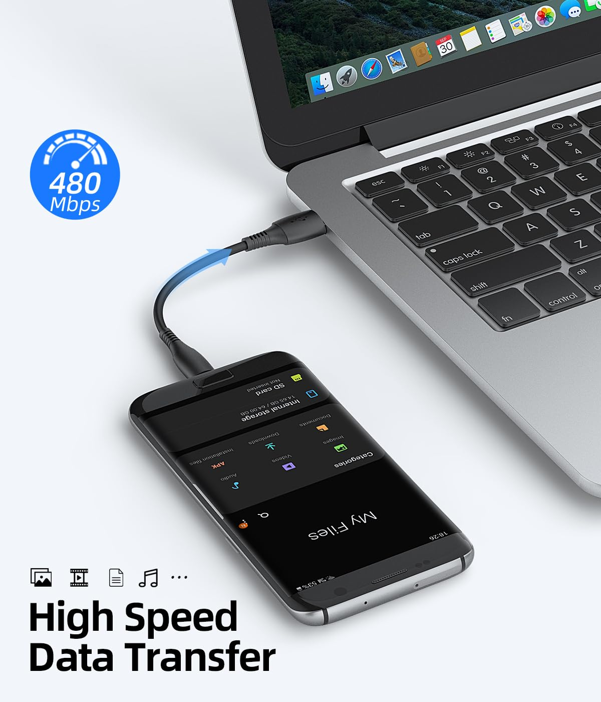 HOTNOW Micro USB Cable 30CM, [3 Pieces] Short USB a to Micro USB Cable 0.3M High-Speed Android Cord for Galaxy S6 S7 Edge,For Kindle Note,Sony Xperia Z3 Z5,Power Bank and Android Phone image number 5