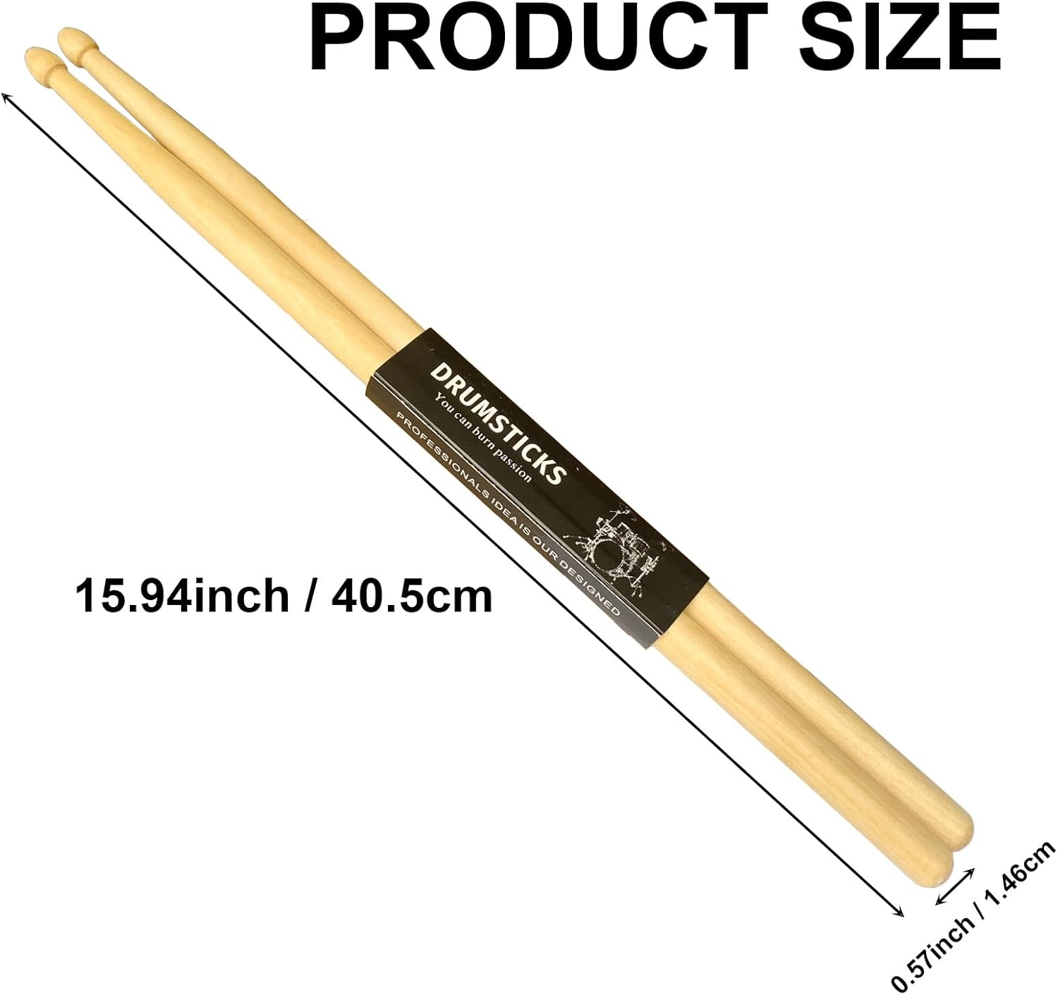 2 Pairs Drum Sticks 5A, Classic Wood Drumsticks, Anti-Slip Durable Professional Musical Instrument Percussion Instrument Practice Drum Stick