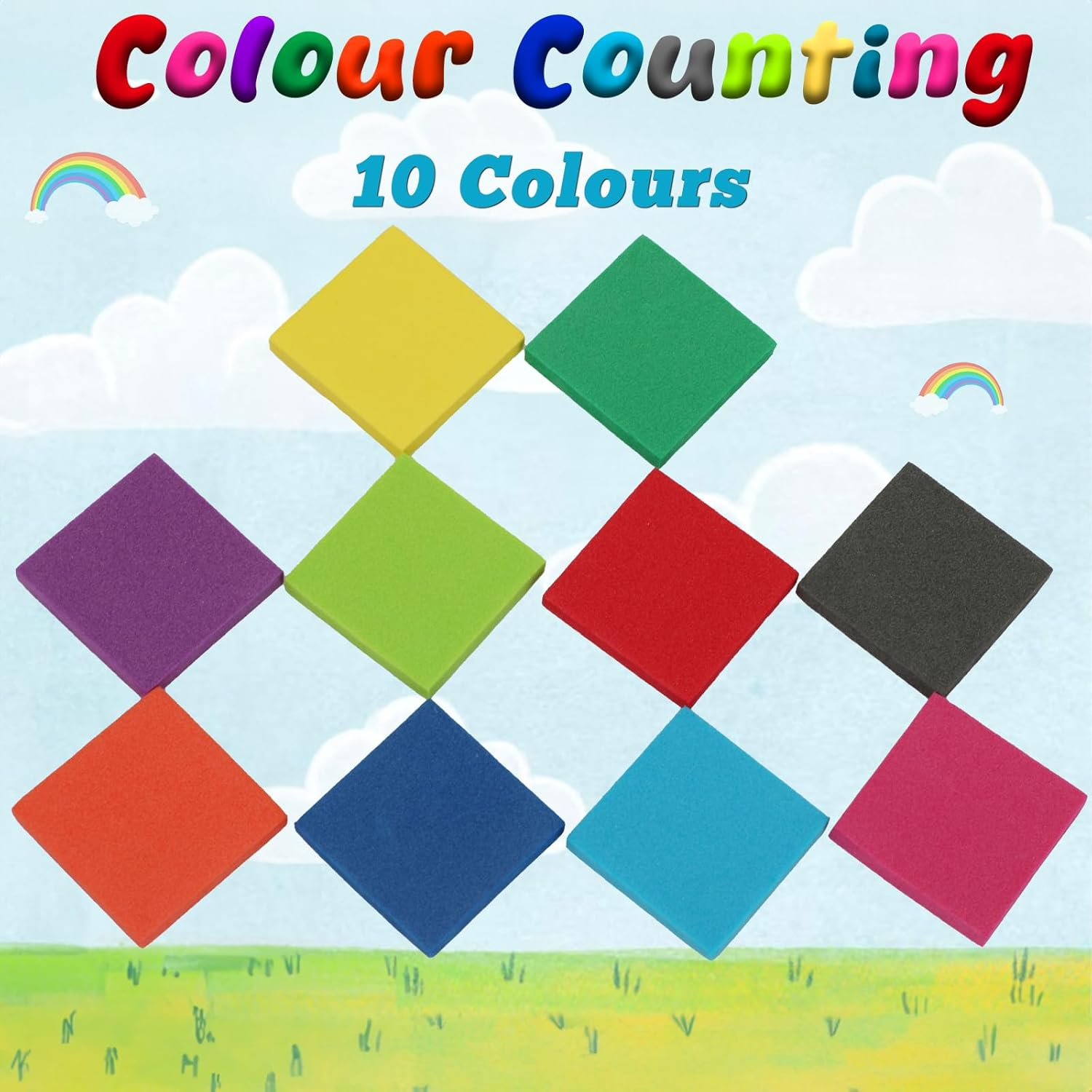 Coopay 500 Pcs Foam Square Color Tiles, Math Counters, Sorting Colored Foam Squares Math Counting Manipulatives, Game Tokens, Bingo Chips, Classroom Crafts for Kids Learning Development Toys image number 3