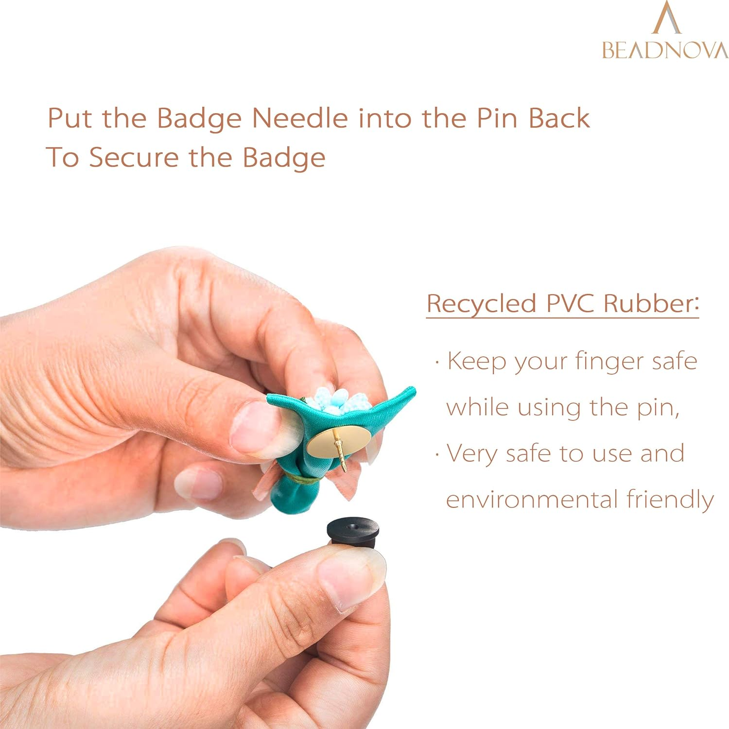 BEADNOVA PVC Rubber Pin Back Butterfly Clutch Backings Pin Cap Replacement for Badges (50Pcs)