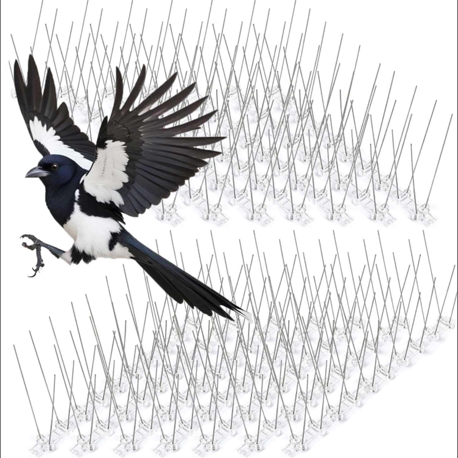 14 Rows Bird Spikes, 3.5M Length Stainless Steel anti Bird Fence Spike Disassembled anti Bird Spikes Smooth Bird Repellent Devices Outdoor for Balcony Roof Garden Window image number 1