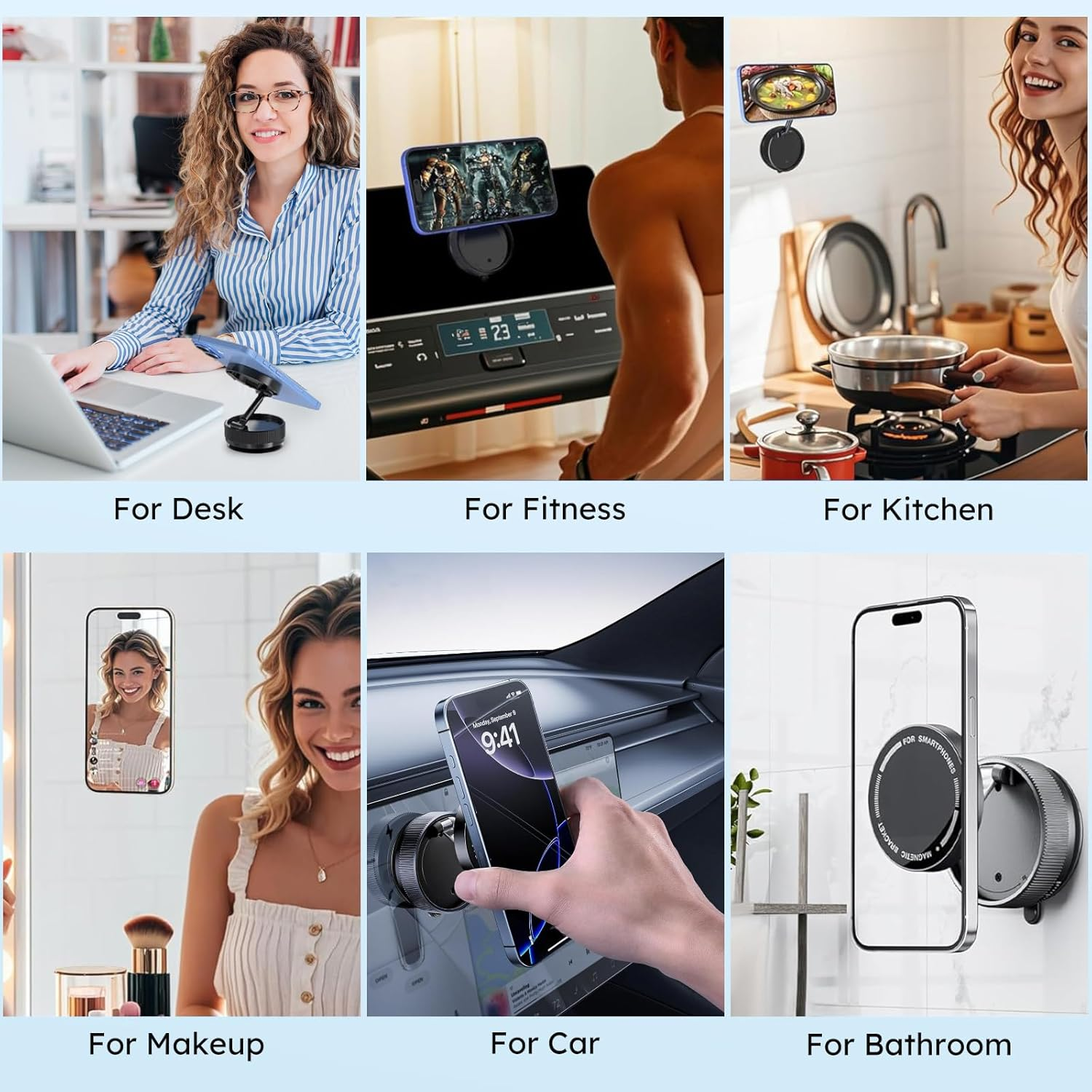 2025 Upgraded Vacuum Suction Magnetic Phone Holder, 360&deg; Rotating Cars Phone Mount for Dashboard, Glass & Smooth Surfaces, Foldable Design Phone Mount Stand Compatible with Iphone