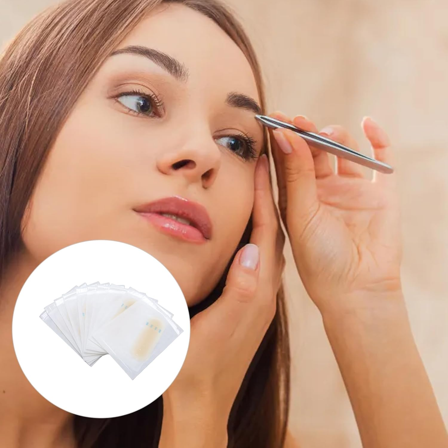 20Pcs Light Skin Colour Transfer Eyebrow Skin Stickers, Practice Make-Up Eyebrow Stencil Stickers for Beauty Salon, Available for Sanitary Facilities And image number 4