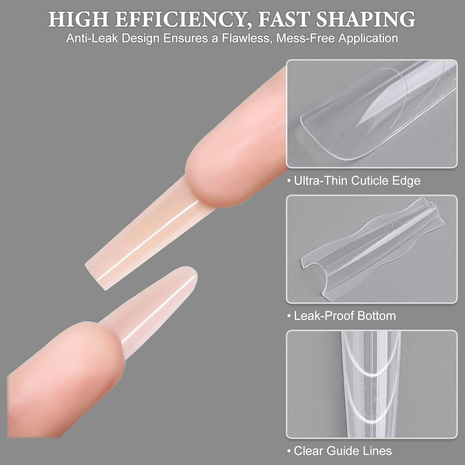 SUTOKAKA 180Pcs Sandwich Polygel Nail Form Kit 15 Sizes Reusable Coffin Nail Extension Mold Builder Gel Dual Forms with Tools for Beginners, No Paper Forms Needed image number 5