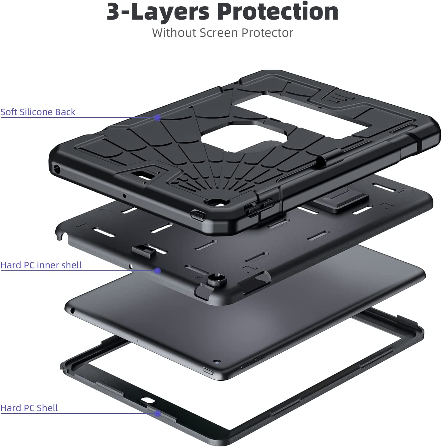 Herize Ipad 6Th Generation Cases Cover for Kids | Ipad 5Th Generation Case 9.7 Inch W/Pencil Holder Ipad 9.7 Case W/Stand for Boys Girls | Heavy Duty Rugged Ipad Case 6Th/5Th 2018/2017 image number 6