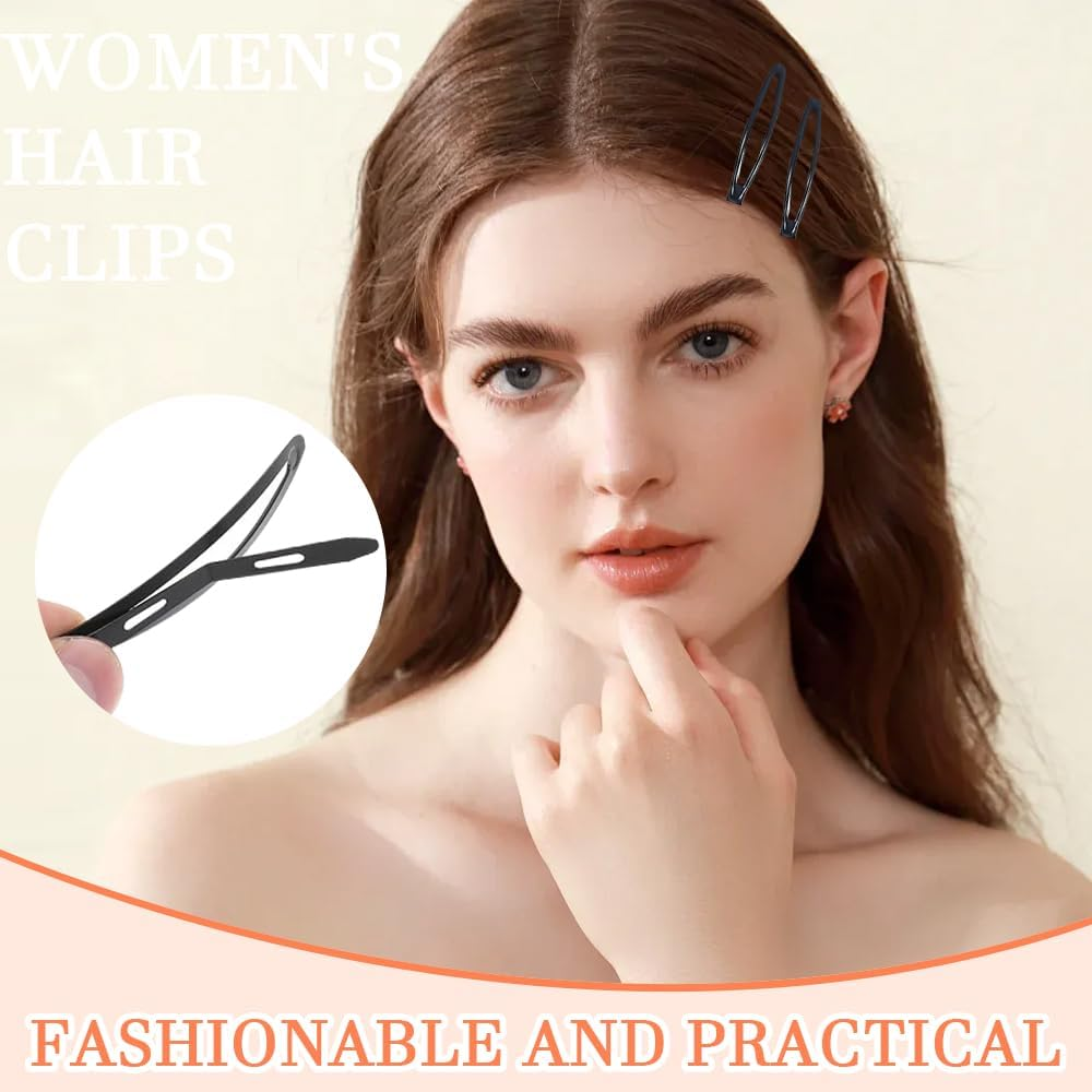 TRKETK 24 Pcs Hair Clip Snap Barrettes for Women Metal Non Slip Practical and Stylish Matte Flat Hairs Accessories Cute Head Clip Waterdrop Hairpin for Thick and Thin Fine All Hairstyle (8 Colors) image number 2