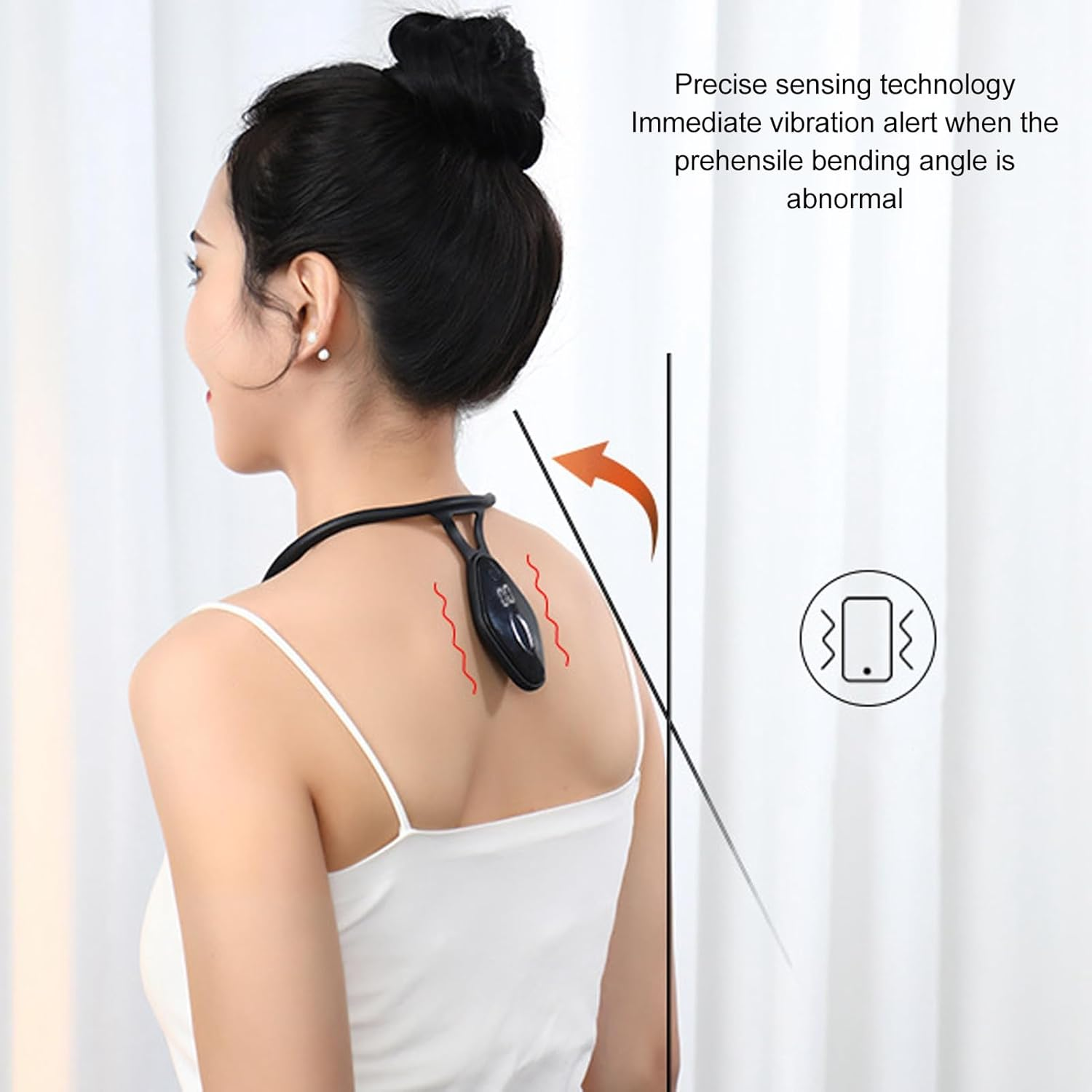 Neck Stretcher Posture Corrector - Auto Sensing Silicone Hunchback Neck Traction Device, Vibration Pose Reminder for Preventing Chronic Fatigue (Style 2) image number 1