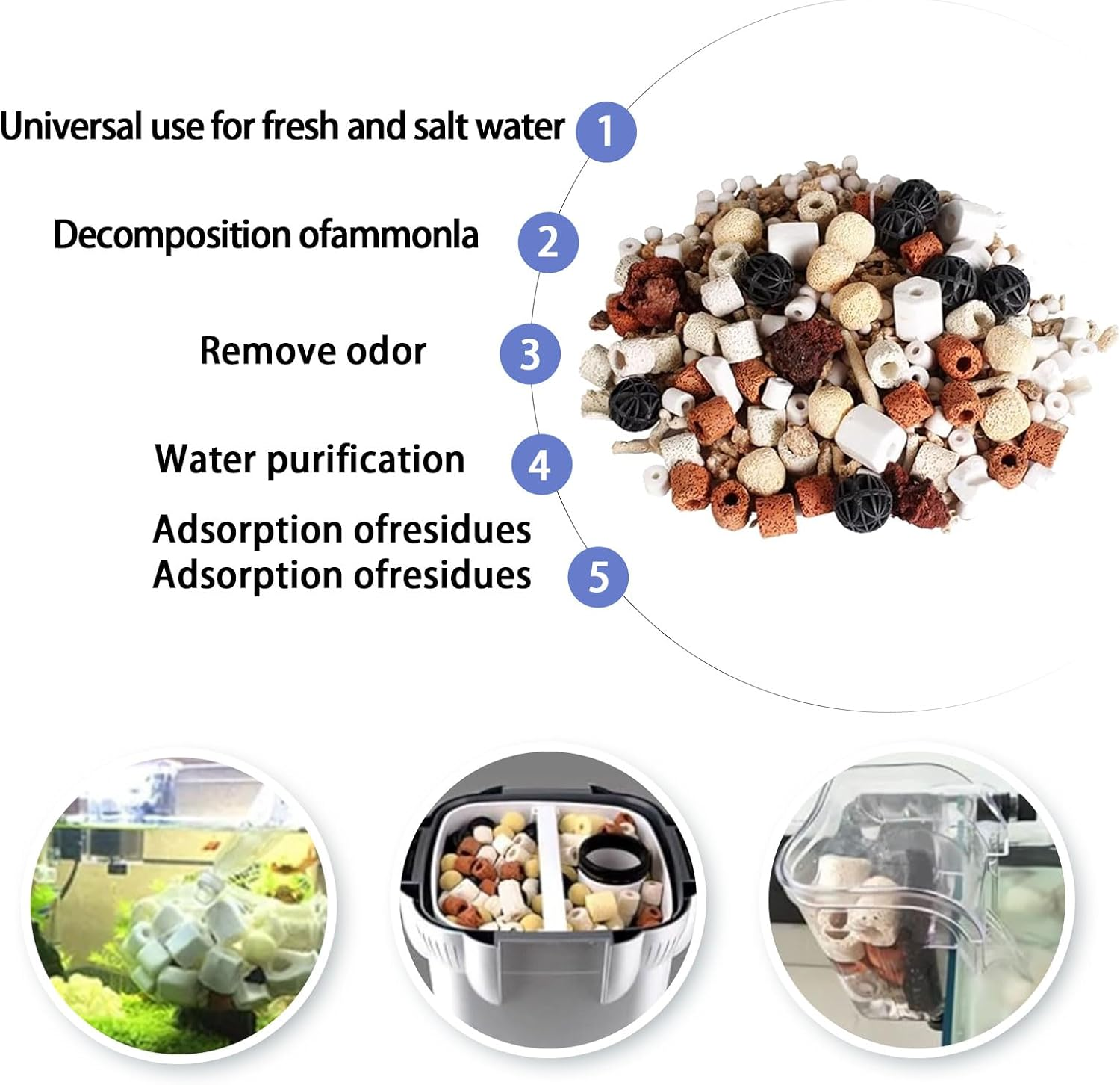 Aquarium Filter Media 12In1 Ceramic Bio Ball Filter Media 420Gx2Bag for Aquarium Fish Tank Pond Filter,Decorations, Accessories for Water Purification, Algae Prevention,And PH Stabilization image number 3