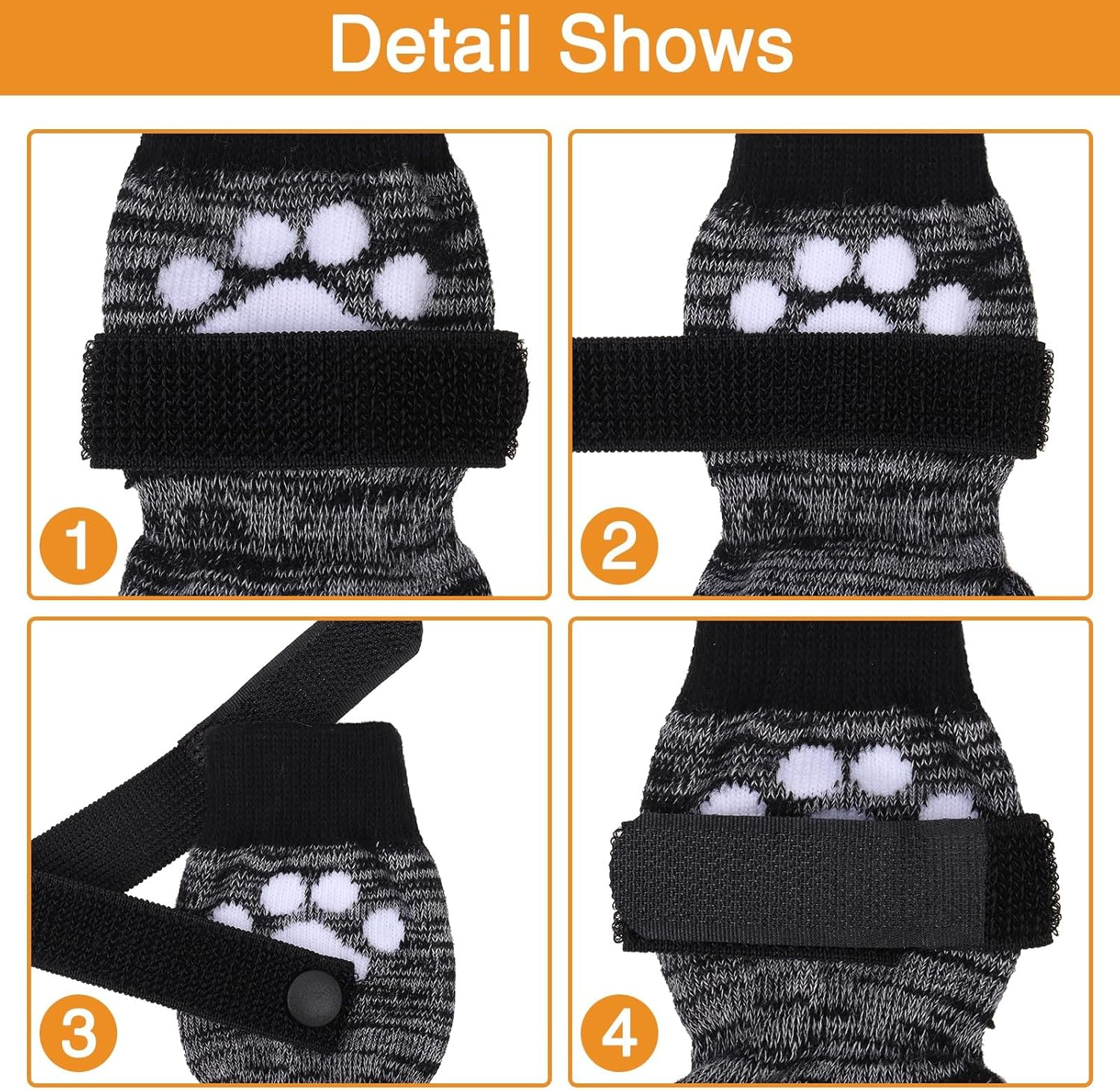 KOOLTAIL Non Slip Dog Socks to Prevent Licking Paws for Hardwood Floors, Dog Boots Shoes for Hot/Cold Pavement with Grippers Traction Control, Waterproof Paw Protector for Small Medium Large S image number 3