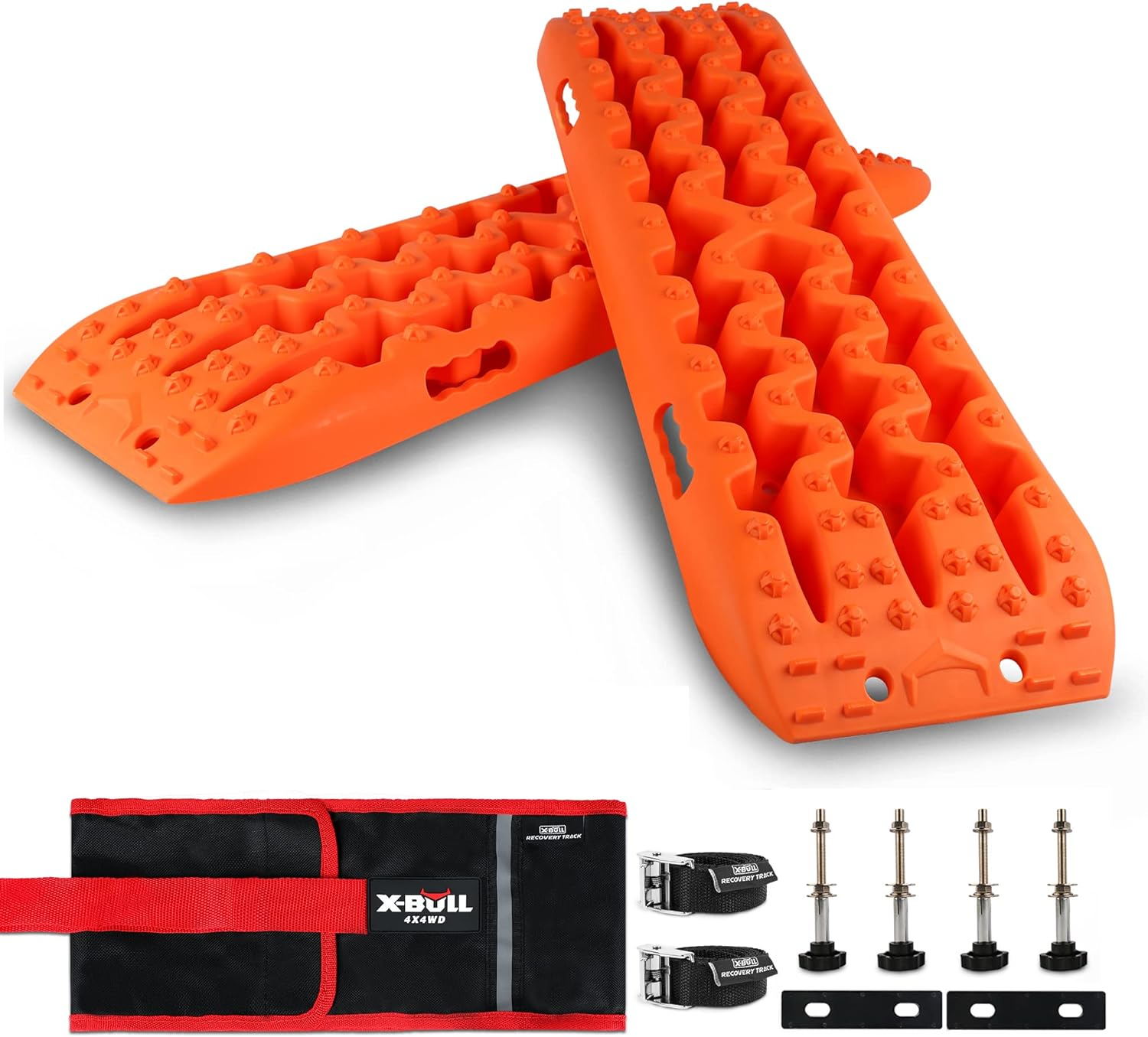 X-BULL Recovery Tracks with Bag and Mounting Pin Set 4X4 Recovery Boards Offroad 4Wd Tracks 22046LBS/10000KG Stand for Automotive Accessories Tires and Wheels in the Sand Mud Snow(Gen 3.0)