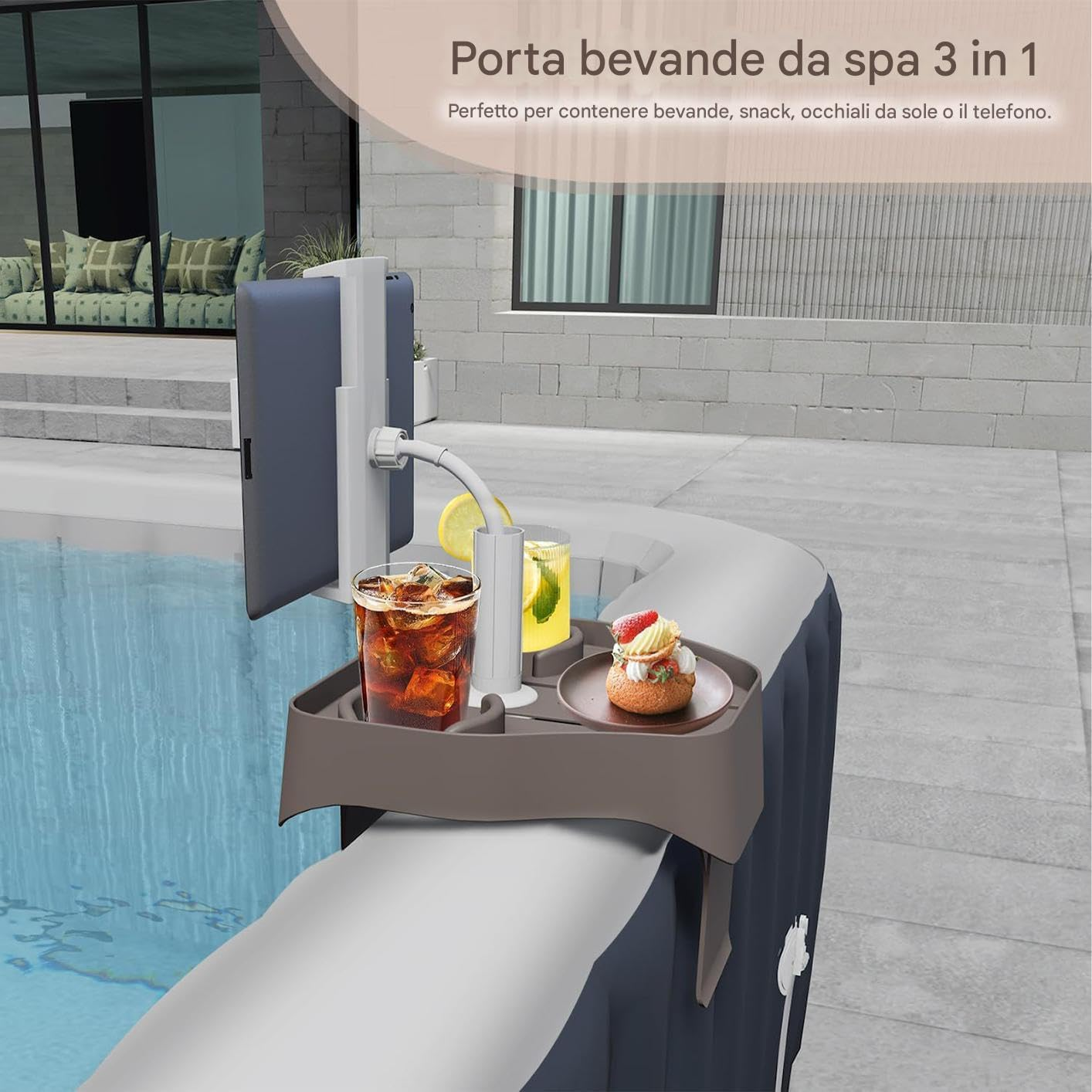 Rrlihjgu Hot Tub Tray Table, Hot Tub Table - Bathroom Table Tray | above Ground Storage Caddy Shelf Adjustable for Wall Thickness