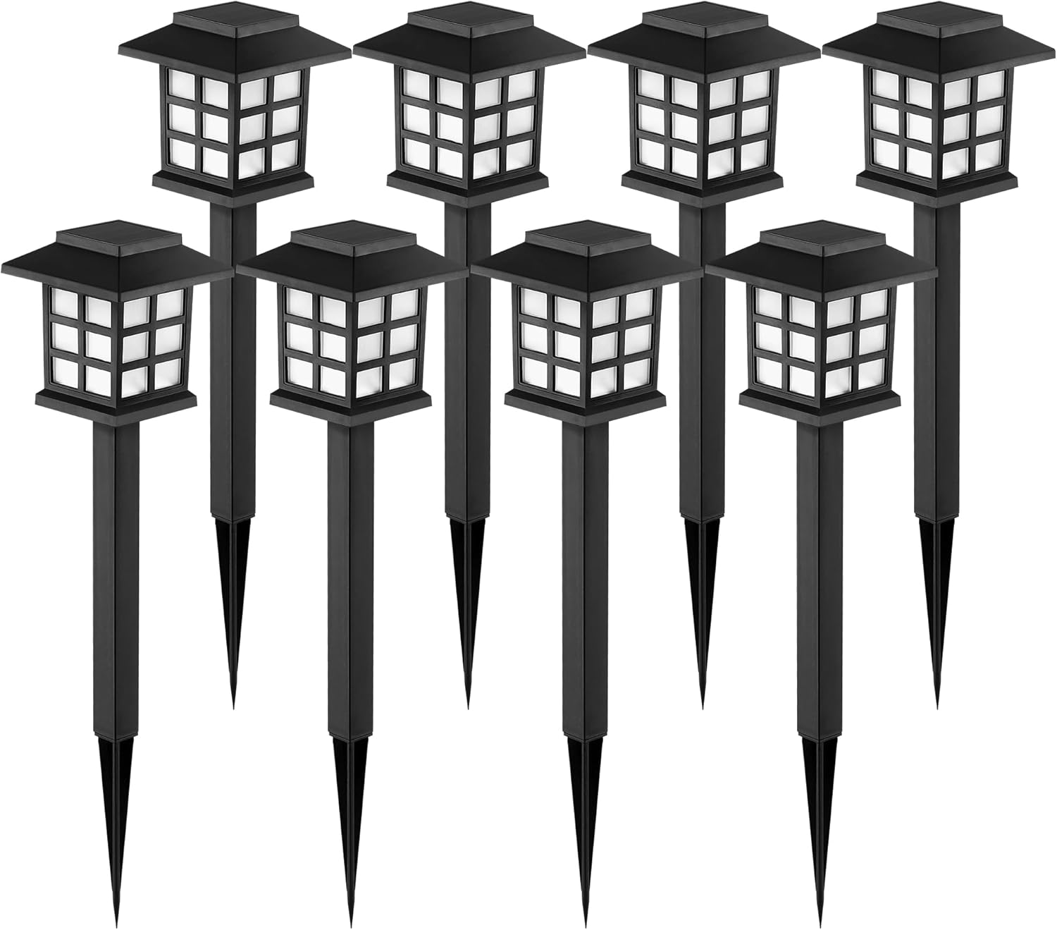 Solar Outdoor Lights，8 Pack LED Solar Lights Outdoor Waterproof, Solar Walkway Lights Maintain 10 Hours of Lighting for Your Garden, Landscape, Path, Yard, Patio, Driveway image number 4