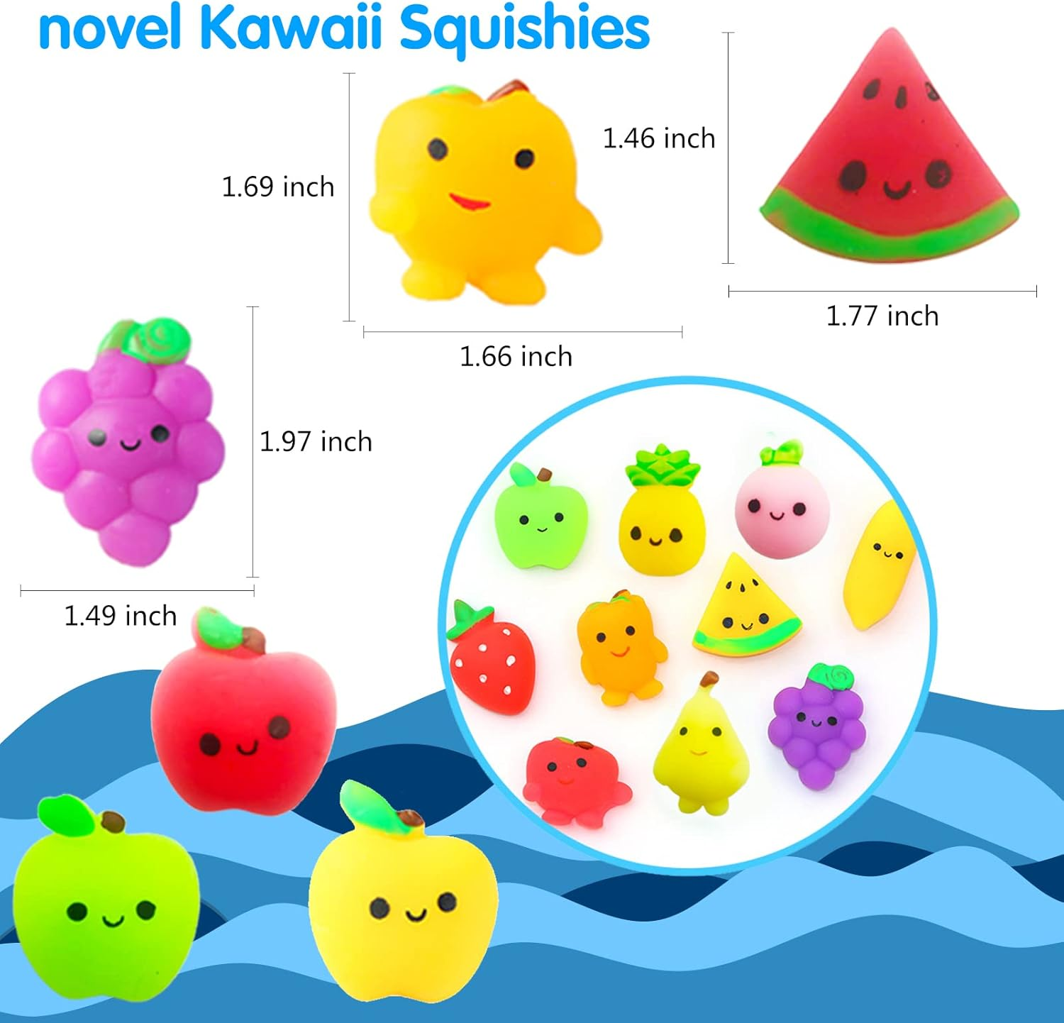 32Pcs Mochi Squishy Toys Set for Kids, Mini Squishies Kawaii Fruit Squeeze Toys Pack Cute Stress Relief Anxiety Toys for Boys Girls image number 2
