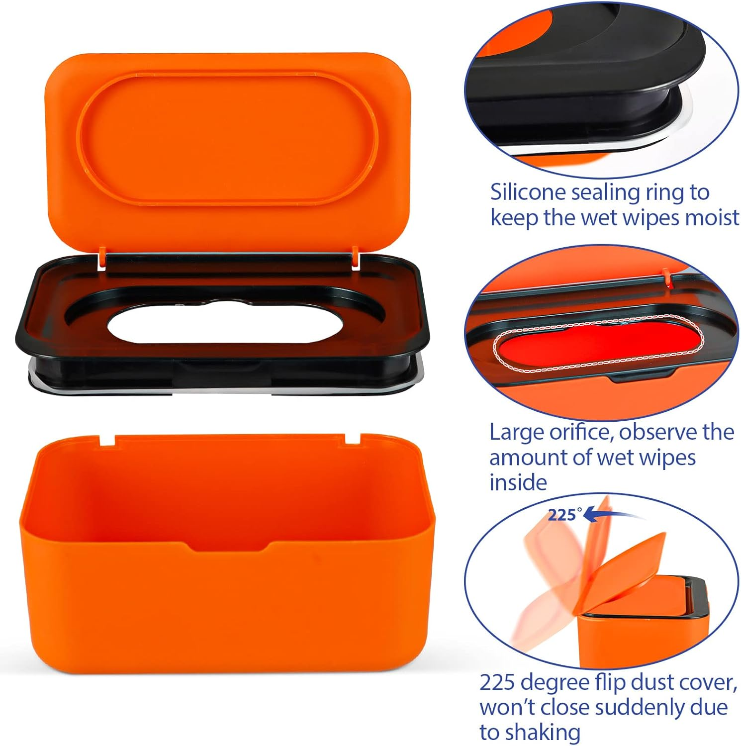 Baby Wipes Dispenser, Wipes Case Baby Wipe Holder Keeps Wipes Fresh, Non-Slip, Easy Open & Close (Black) image number 5