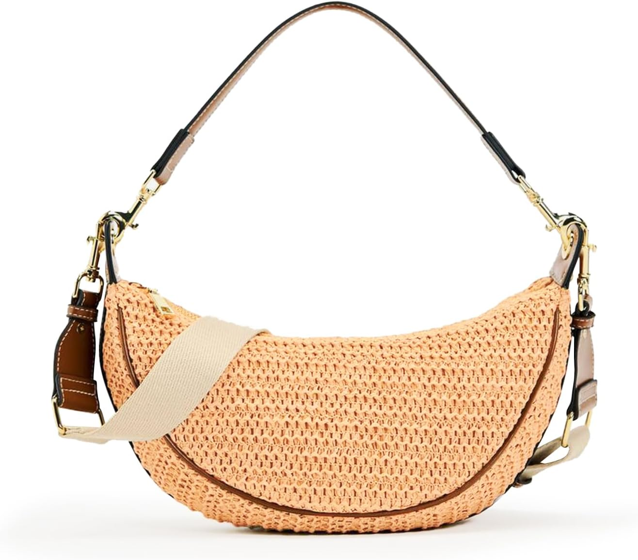 Straw Crossbody Bags for Women Beach Woven Hobo Handbag Summer Chic Crescent Shoulder Purses with Adjustable Strap 2025