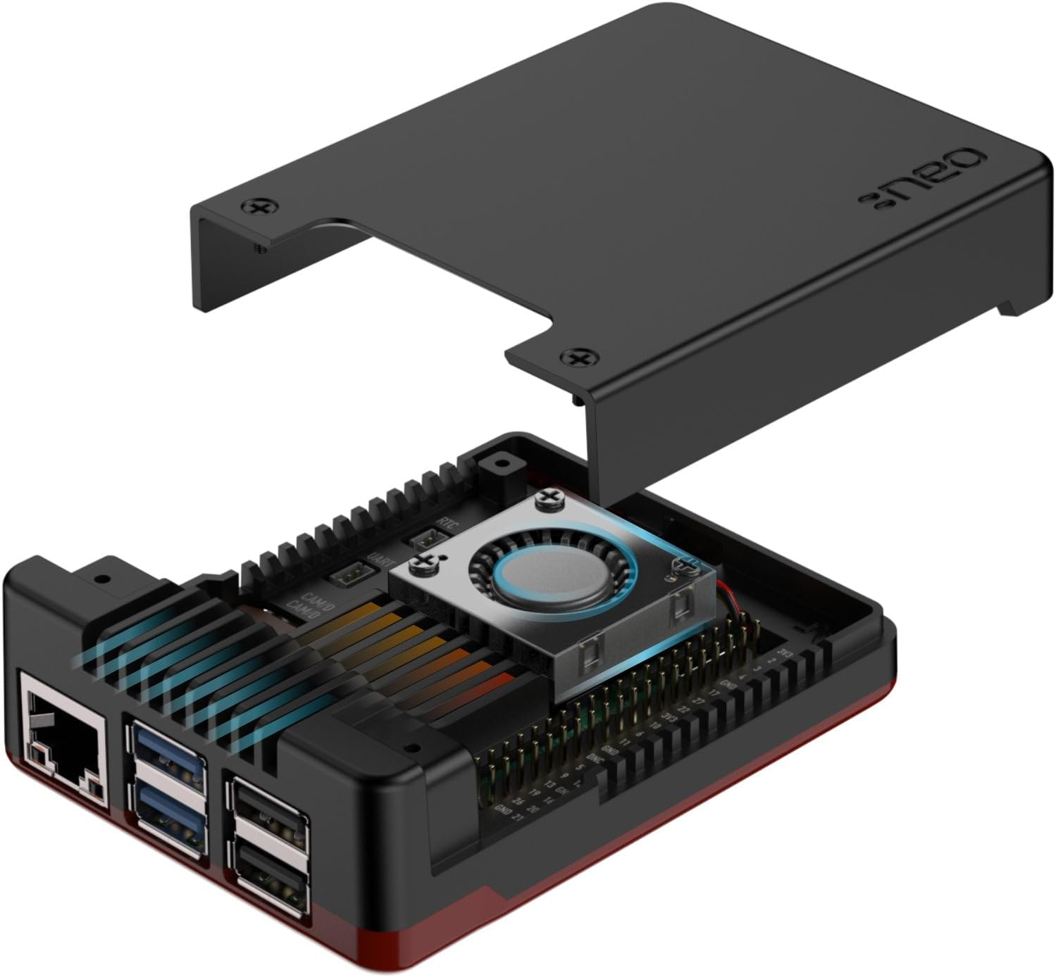 Argon NEO 5 Case for Raspberry Pi 5 (BRED) | Aluminum Case with Built-In Fan