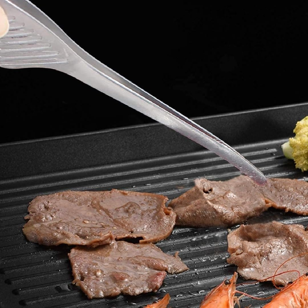 2 Pieces Stainless Steel Grill Tongs for Korean and Japanese BBQ Clean & Convenient Use, Non-Slip Serrated Tips, Ideal for Cooking Self-Standing Tongs for Salad, Grill, Camping, Buffet, Oven image number 3