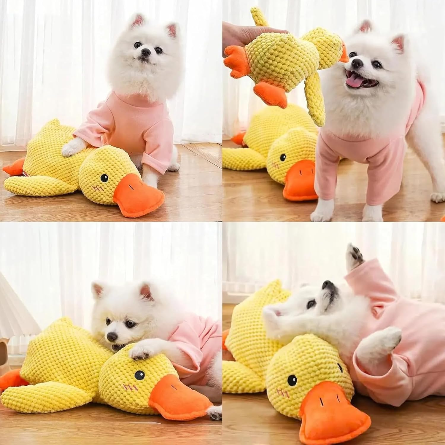 YUDOTE Calming Quack Duck Toys for Dogs Boredom, Stress Relief, Soft Stuffed Plush Toy with Squeaker for Small,Medium and Large Gentle Dogs Company, Bright Yellow image number 2