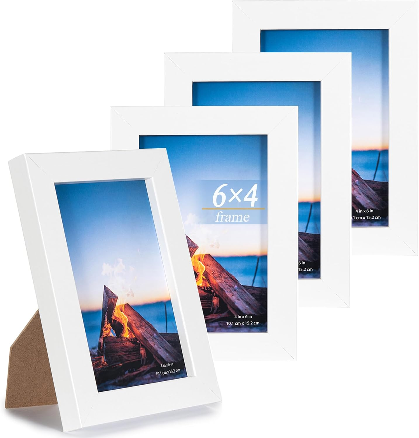 White Wooden 6X4 Inch Picture Photo Frame, Set of 4,15X10 Inch Photo Framefreestanding and Wall Mountable image number 4