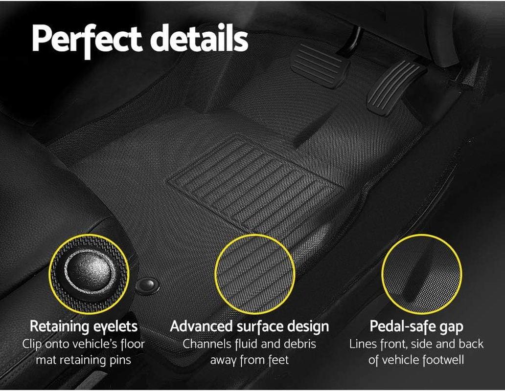 Weisshorn Car Mats, Rubber Cars Carpets Floor Mat anti Slip Cover Protector for Mazda BT50 Decor Accessories, Dual Crew Cab 2012-2021 Resistant to Water Oils UV Sunlight Black image number 4