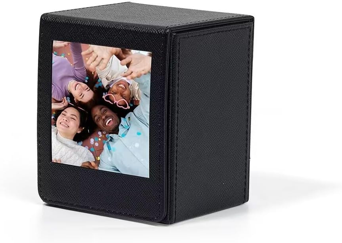 TYUANDOUER 50 Films Square Picture Holder Storage Case Frame for Fujifilm Instax Square Link SQ40 SQ20 SQ10 SQ6 SQ1 SP-3 Instant Camera, PU Leather Photo Storage Box for Fuji Square SQ Film - Black - Black image number 4