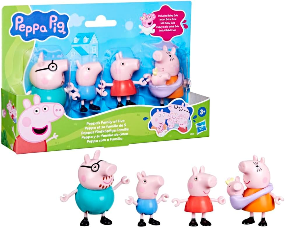Peppa Pig Peppa'S Family of Five with Baby Evie, Poseable Figures Hold Hands, Preschool Toys for Girls and Boys 3 and Up image number 6