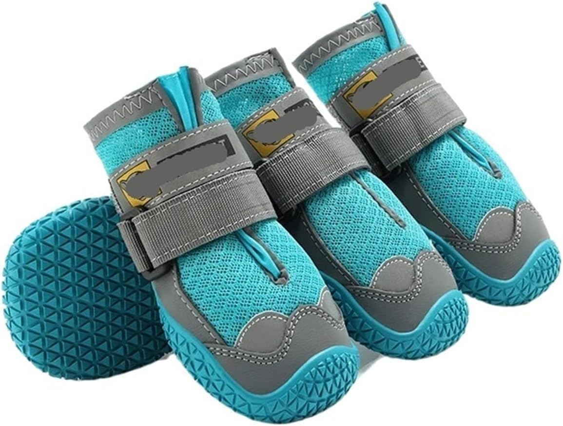Dog Shoes 4Pcs/Set Large Dog Shoe Breathable Outdoor Dog Shoes Durable Pet Shoes Hiking Rubber Sole Warm (Color : Lake Blue, Size : 6) image number 2