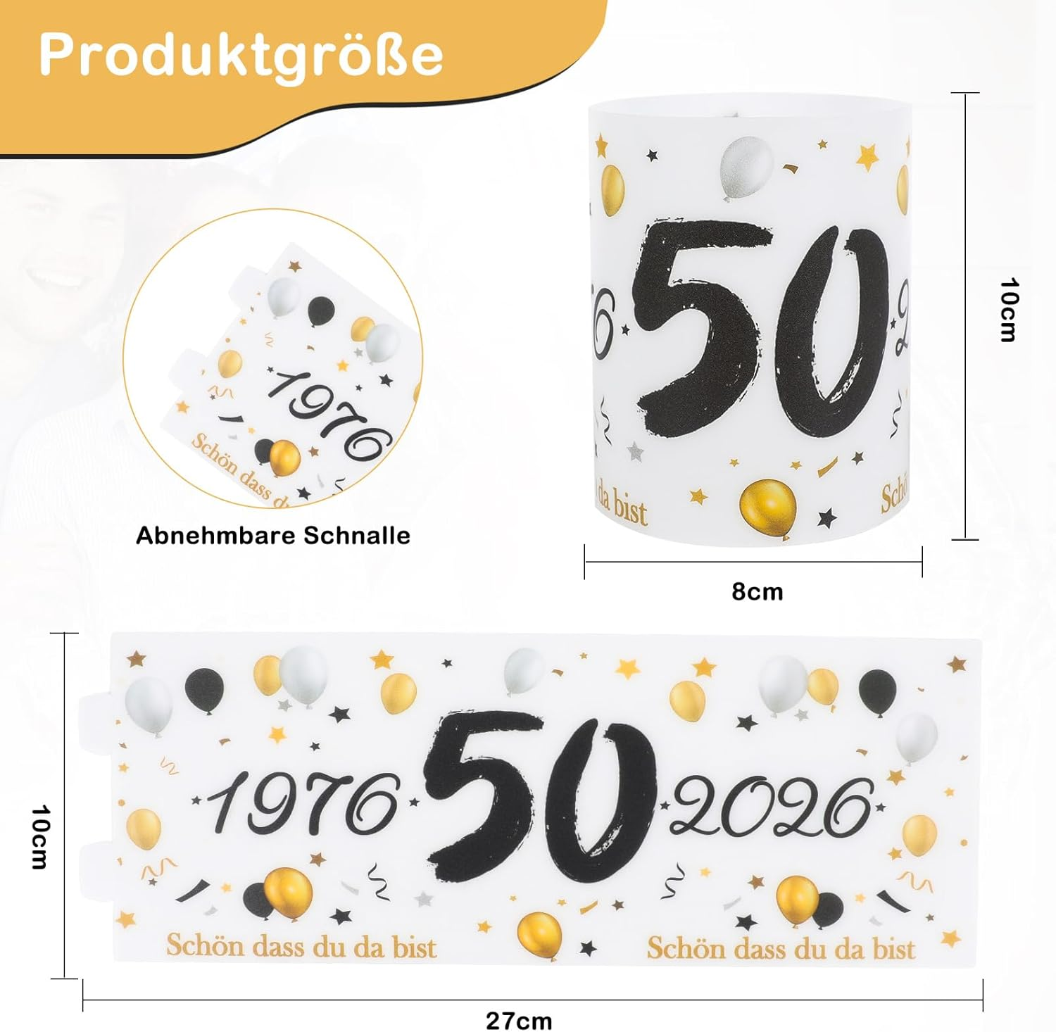 12 Lantern Table Decoration 50Th Birthday, Seutgjie 50Th Birthday Wedding Anniversary Decoration Man Woman 1976-2026 Black Gold for Tea Lights or Candles