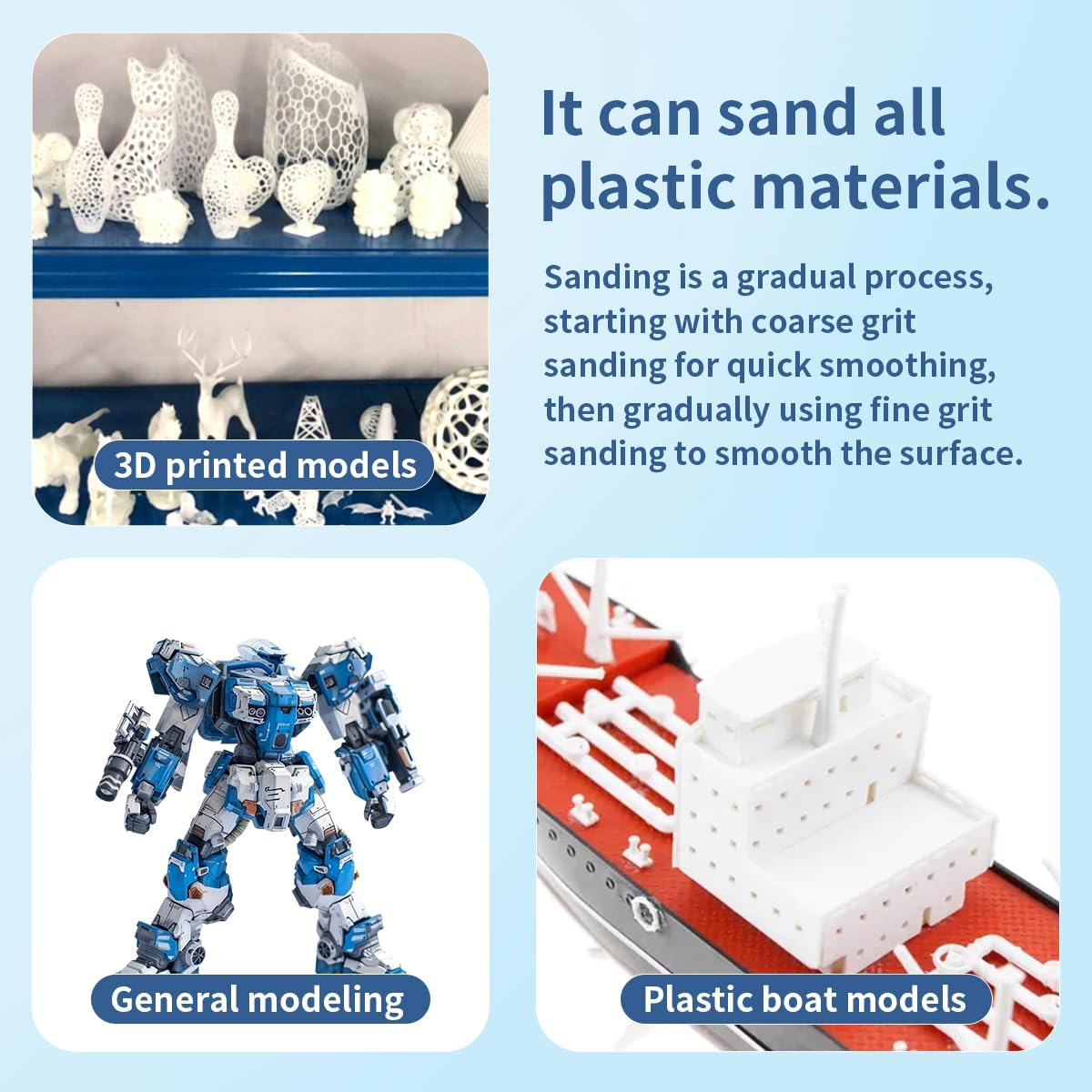 Stedi Sanding Sponge for Model Gundam Building,3Mm Hobby Model Tools Hand Sanding Block Waterproof Wet Dry Reuse #400#600#800 Grit Sandpaper, 30 Sheets image number 3