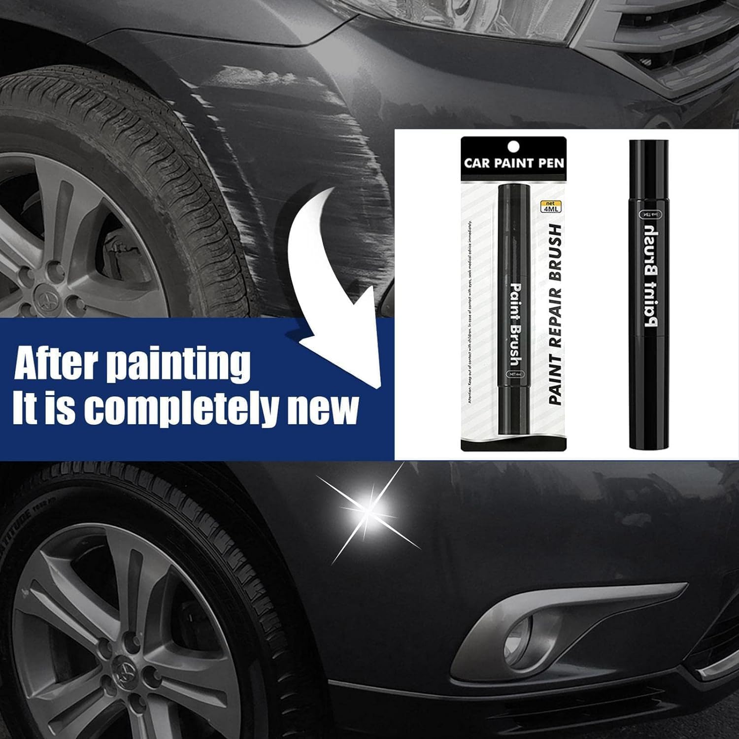 2PCS Car Touch up Pen Paint Scratch Repair with Polish Pen Wheel Fill Paint Pen Black/White/Multi-Color Optional for Various Cars Paint and Rim Repair image number 3