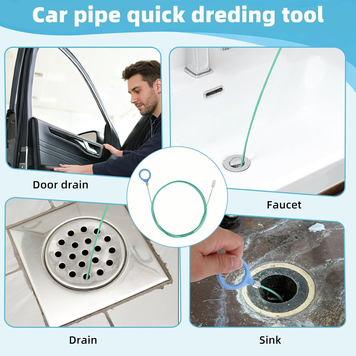 Trrtdo 3PCS Auto Sunroof Drain Cleaning Tool 118 Inch with Stainless Steel Hinges Eco POM Flexible Scratch-Free Cleaner for Car Sunroof Windshield Drain, image number 2