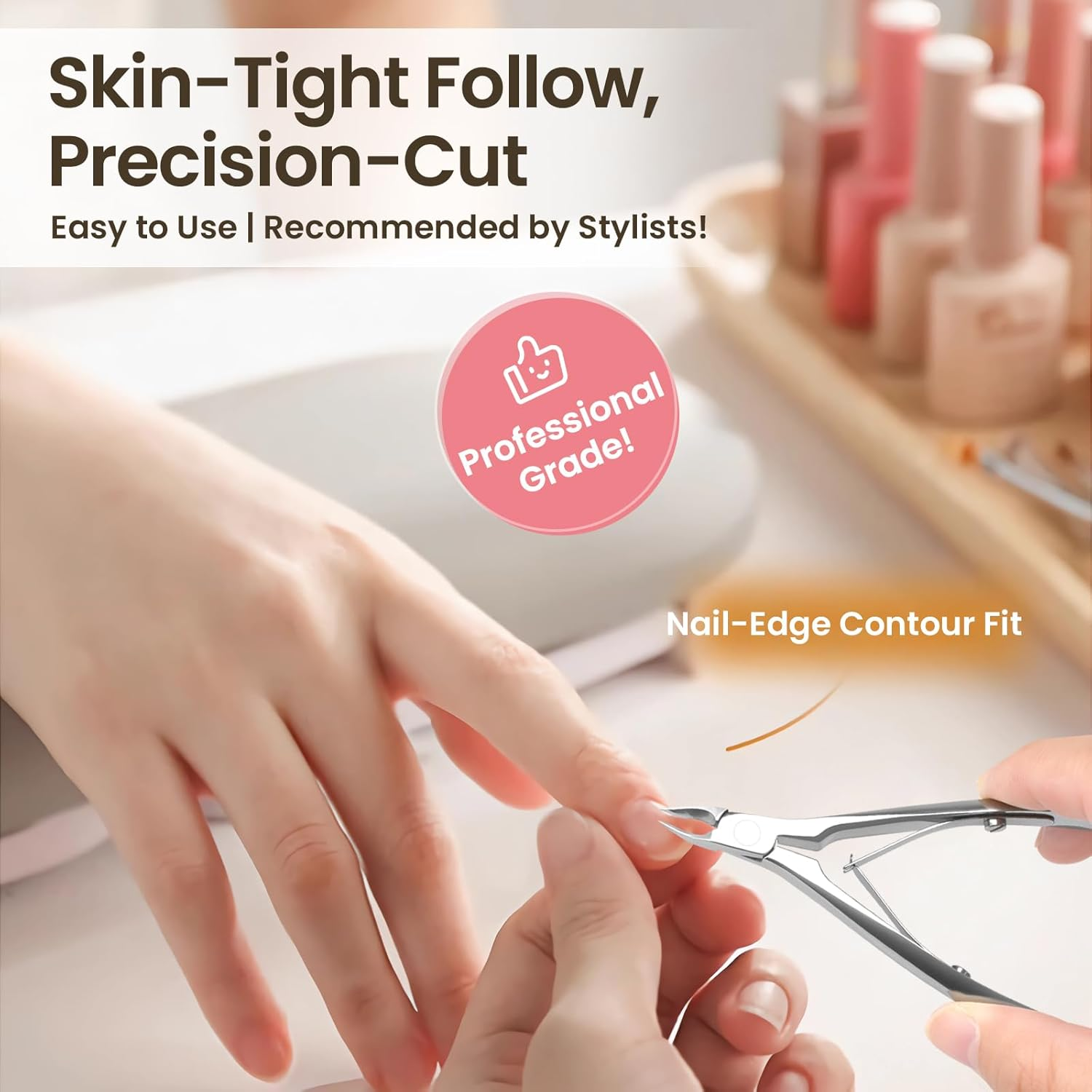 THRAU Cuticle Trimmer for Manicure and Pedicure, Stainless Steel Cuticle Remover Cuticle Nipper, Precise Pointed Tip Grooming Kit for Trim Nail and Dry Skin image number 4