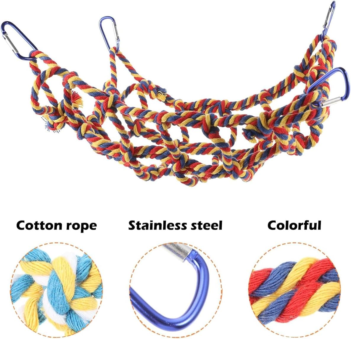 2 Pcs Bird Rope Net,32 X 25Cm Rat Climbing Rope Net,Small Animal Rope Net Cage Accessories for Rat Hamster Bird Ferret image number 5