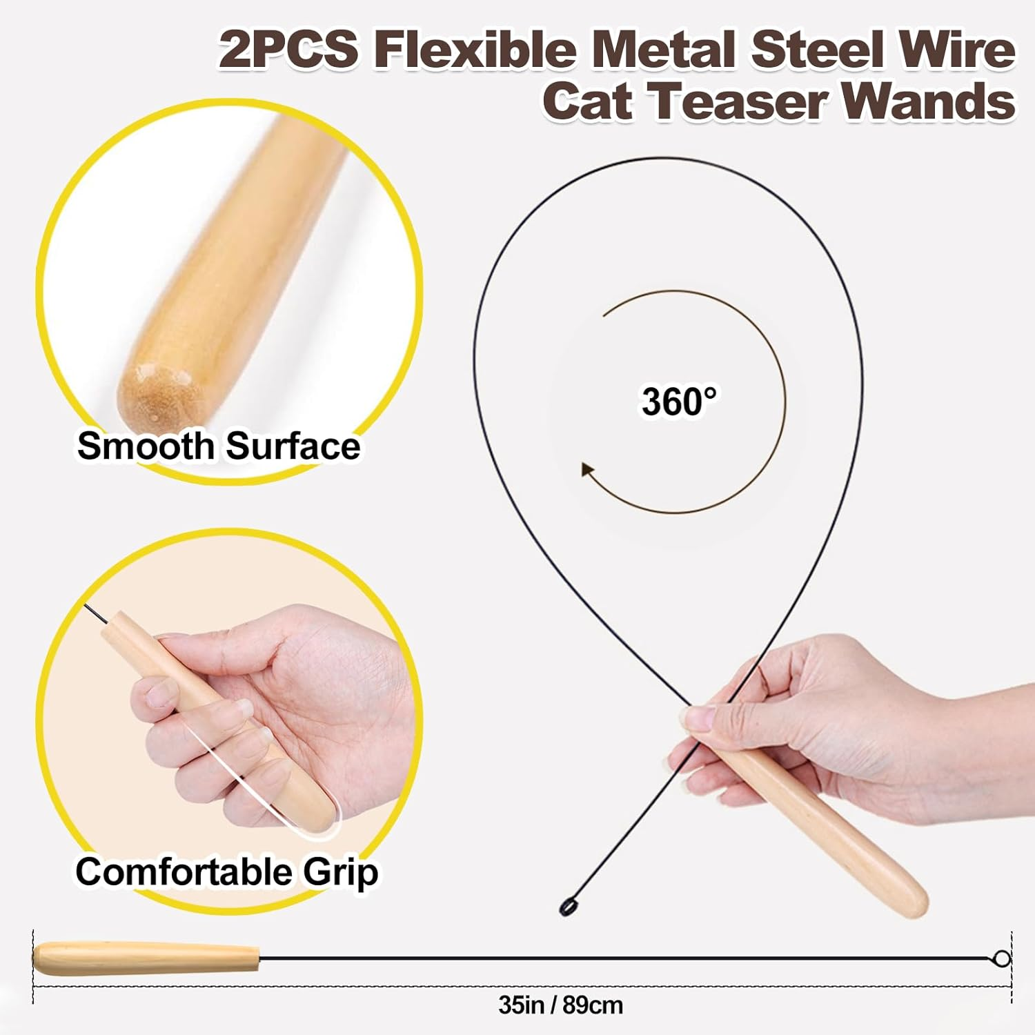 Adpartner Cat Wand Toys, 8-Pack Feather Teaser Cat Toy Set with 6 Insects Feather Refills & 2 Flexible Steel Wire Cat Teaser Wands, Interactive Cat Teaser Toys for Indoor Cats to Play Chase Exercise image number 1