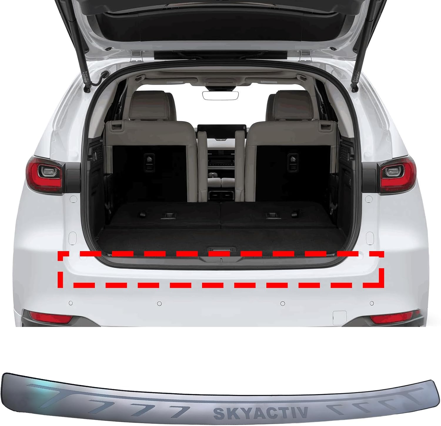 Luyhok Car Stainless Steel Rear Bumper Protector, for Mazda CX60 CX-60 Accessories, Auto Parts Tailgate Back Trunk Door Sill Cover Scuff Plate Strip Guard Protection image number 6