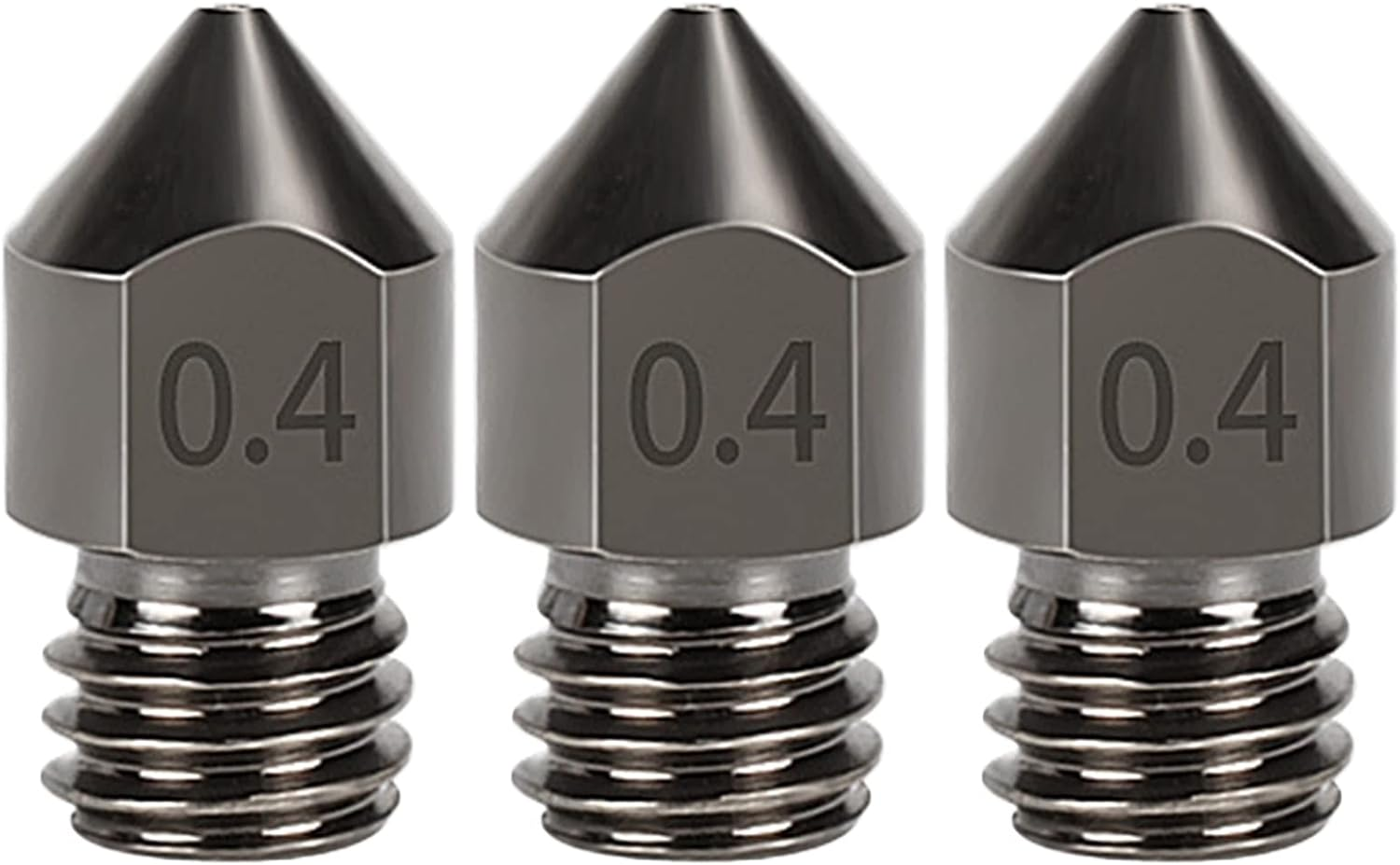 Acbbmns 3-Pack Hardened Steel Nozzle 0.4 Mm/1.75 Mm 3D Printer MK8 Nozzles Fit for Makerbot Creality CR-10 Ender 3 (0.4Mm, 3-Pack) image number 5