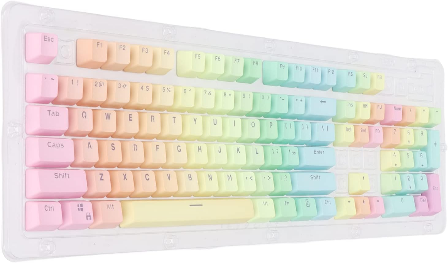 PBT Keycap Set, 104PCS Rainbow Double Color Translucent Gradient PBT Keycaps with Oil Coating, for 61/87/104 Keys Mechanical Keyboards, DIY Your Keyboard image number 3