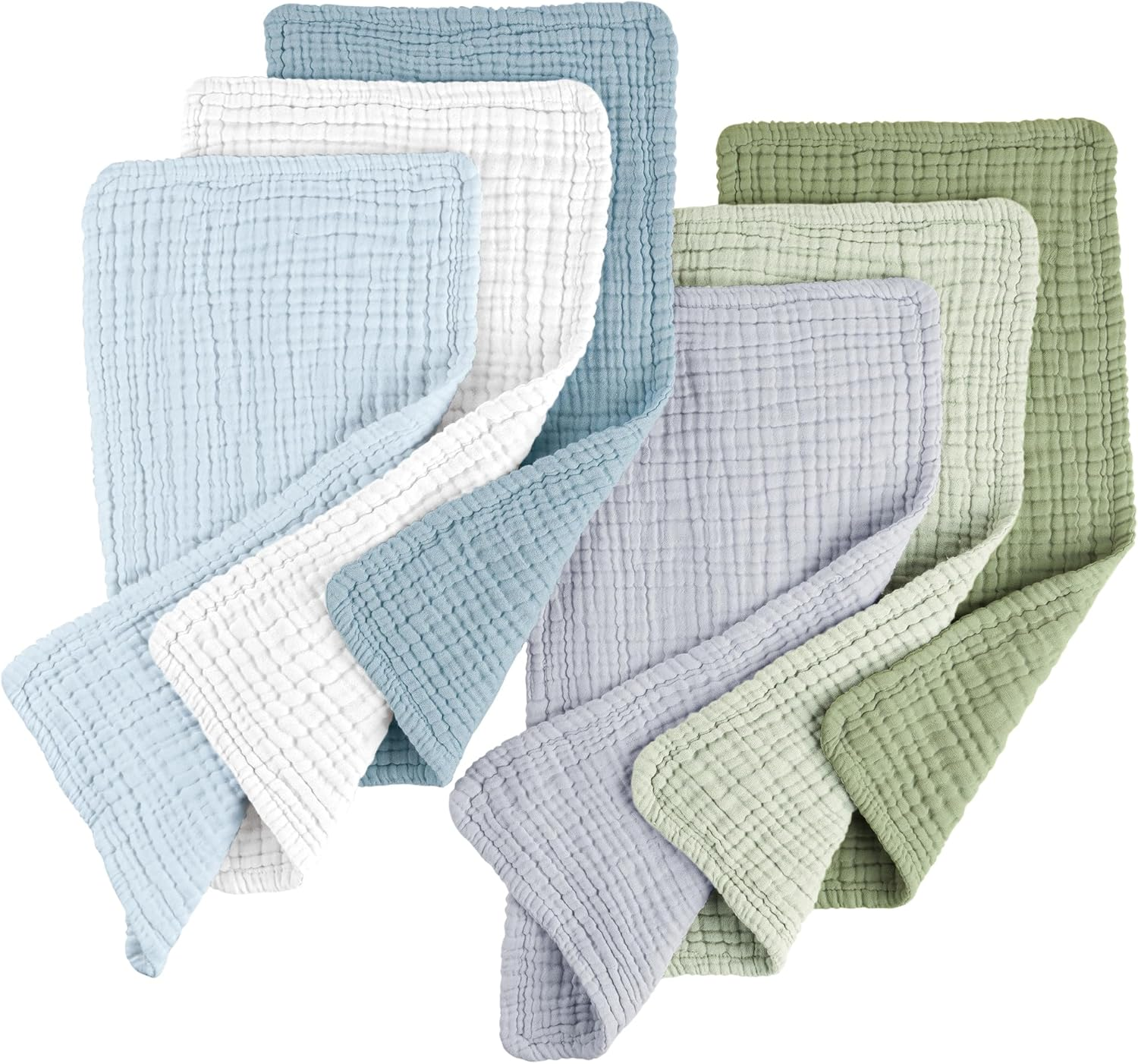 Konssy Muslin Baby Burp Cloths Sets for Unisex- 6 Pack Large 100% Cotton Burping Clothes for Newborn，Baby Girls and Boys