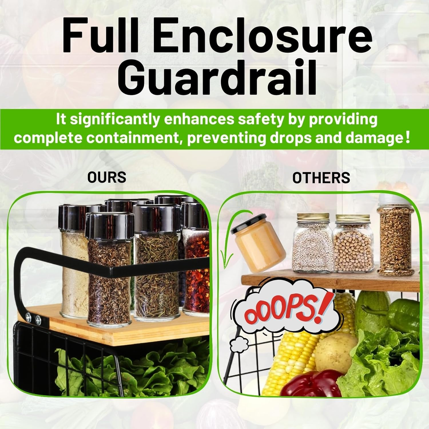 Magnetic Shelf for Fridge with Wood Lid, Fruit Potato and Onion Storage Bins, Pantry Organizers & Storage, Large Container Magnetic Spice Rack for Refrigerator, Kitchen Counter, Cabinet image number 2