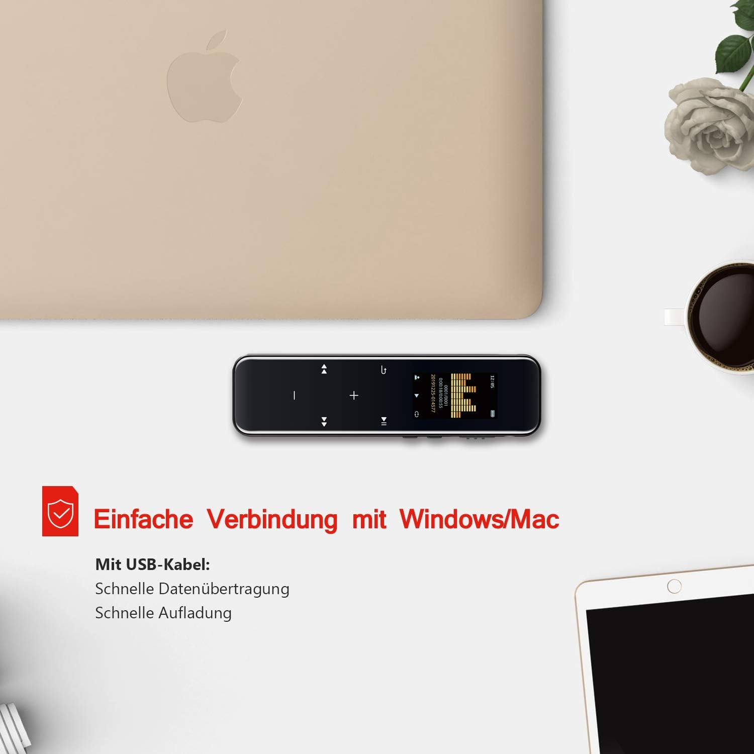 Voice Recorder with Noise Reduction, 16GB, MP3/WAV/WMA, USB Rechargeable, for Lecture/Interview/Meeting image number 2