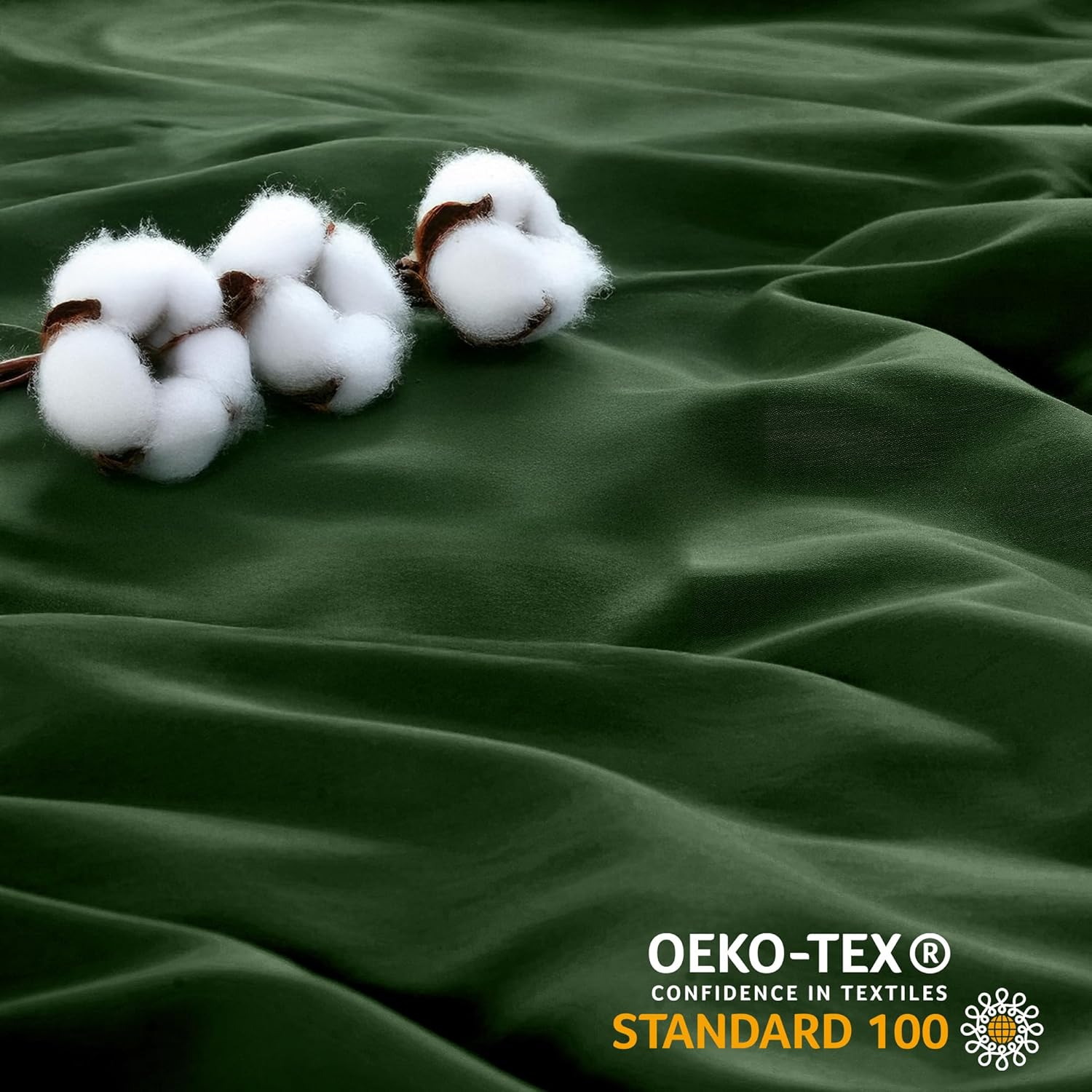 LINENOVA Queen Quilt Cover Set, 100% Luxury Cotton Duvet Cover with Buttons Closure,Ultra Soft Solid Plain Color 3Pcs Doona Cover Set(Queen, Olive) image number 2