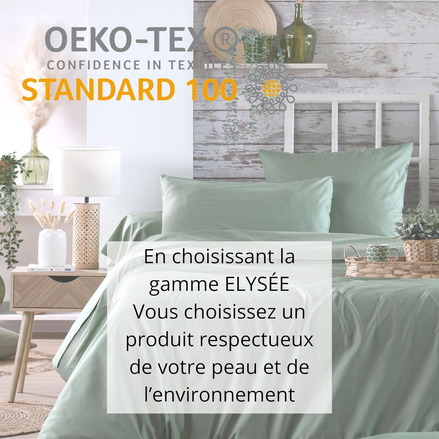 STOF Flat Sheet - Size 180 X 290 Cm - Quality Cotton Percale - 100% Cotton with Oeko-Tex Certified - Colour Green - Elys&eacute;e Model - Home Bed Linen - Soft and Comfortable image number 1