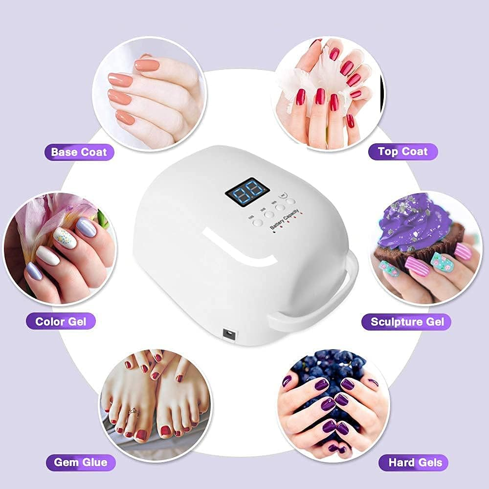 Nail Lamp, 86W Rechargeable LED Gel Nail Lamp,Cordless Nail Dryer,15600Mah Wireless Nail Polish Curing Lamp,Professional Nail Art Manicure Tools image number 3