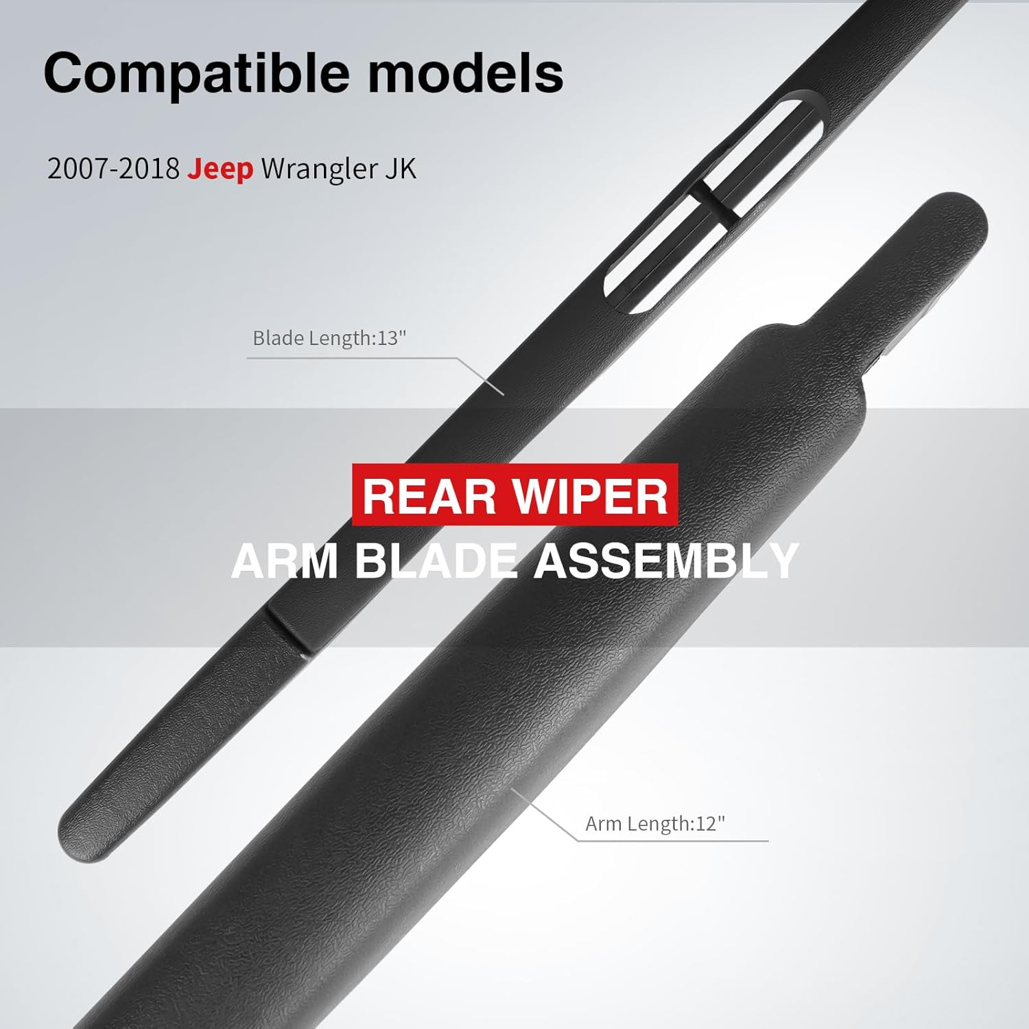 OTUAYAUTO Rear Wiper Arm Blade Assembly - Replacement for Jeep Wrangler JK 2007-2018 - Replacement for OEM 68002490AB image number 5