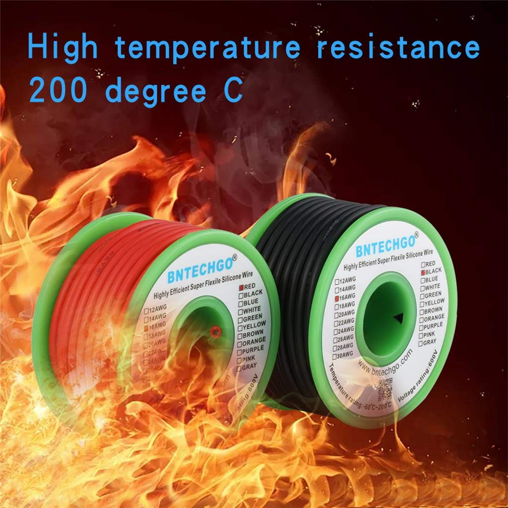 BNTECHGO 16 Gauge Silicone Wire Spool Red 25Ft and Black 25Ft Flexible 16 AWG Stranded Tinned Copper Wire image number 1